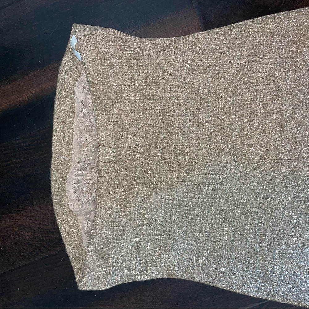 SOLD VINTAGE Glamorous Gold Knit Bandeau Tube Dress Vintage Size 6p - Picture 5 of 8